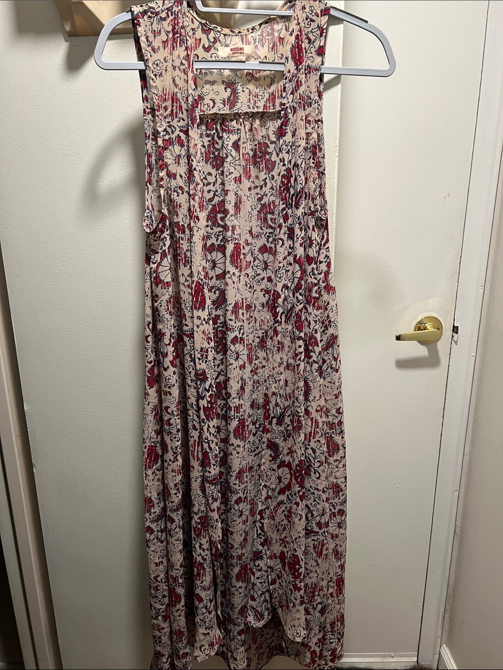 Mossimo Supply Co. Cream Sheer Long Vests with Red and Black Floral Pattern